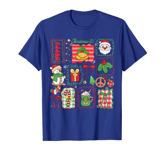 Merry Christmas Santa Snowman Coquette Bow Cozy Season T-Shirt