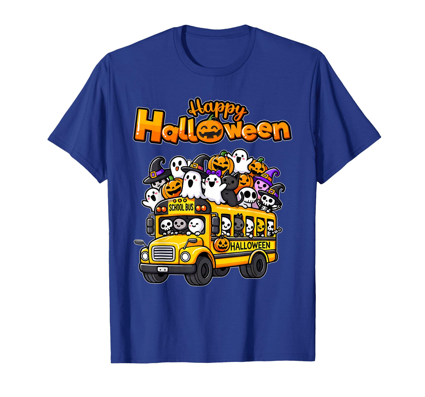 Teacher Halloween School Bus Driver Cute Ghost Witch Party T-Shirt