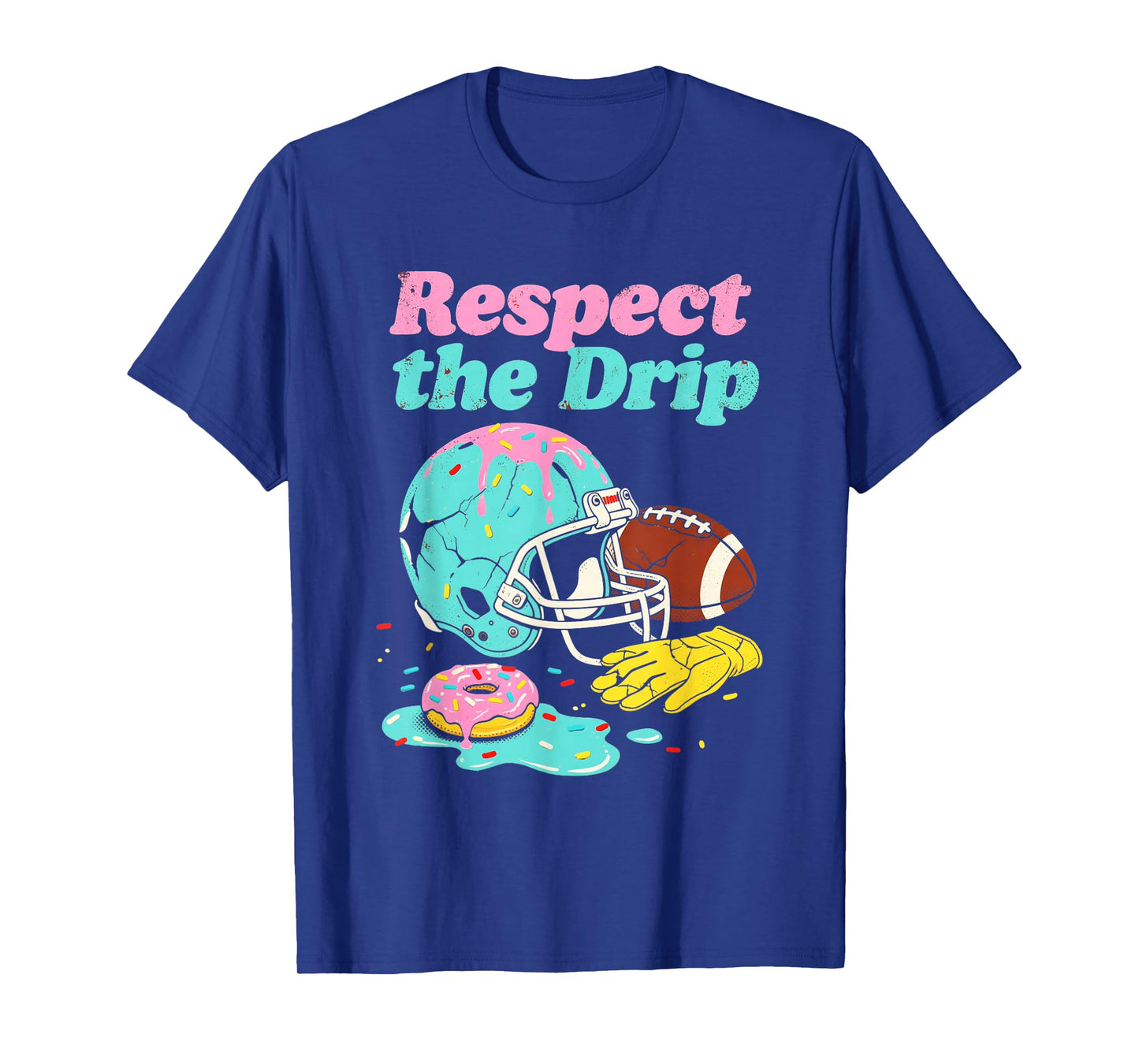 Respect The Drip Football Ice Cream Drip Boys Youth Kids T-Shirt