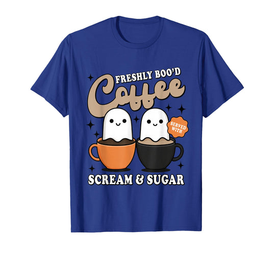 Cute Fall Halloween Ghost Trendy Preppy Freshly Boo'd Coffee T-Shirt