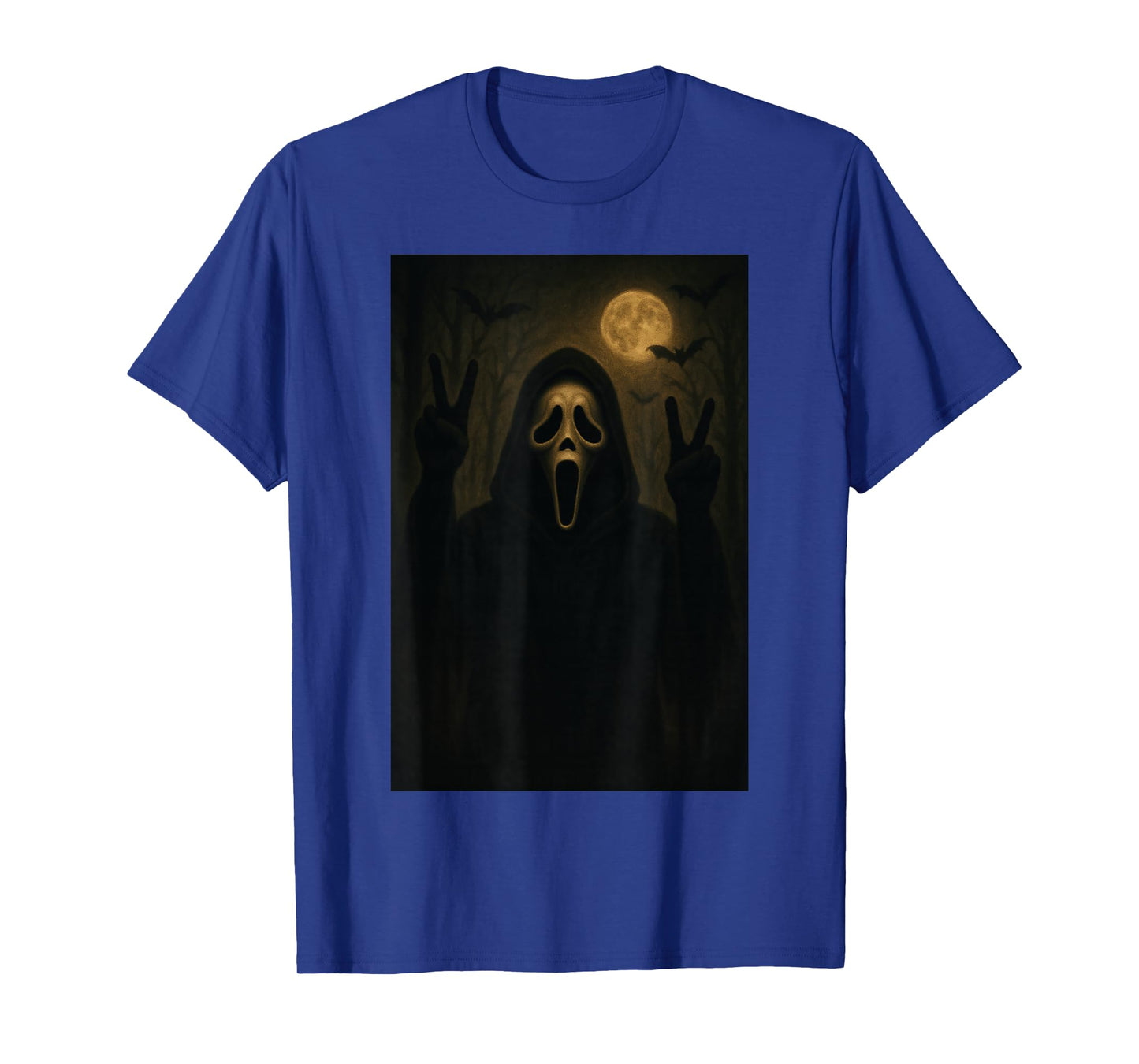 Scary Face Ghost Bats Forest Dark Creepy Halloween T-Shirt