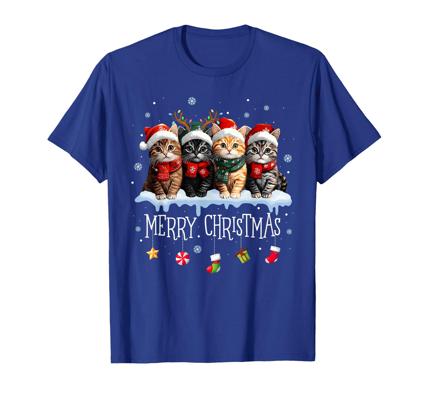 Meowy Catmas Cat Christmas Tree Xmas Girls Boys Funny Cat T-Shirt