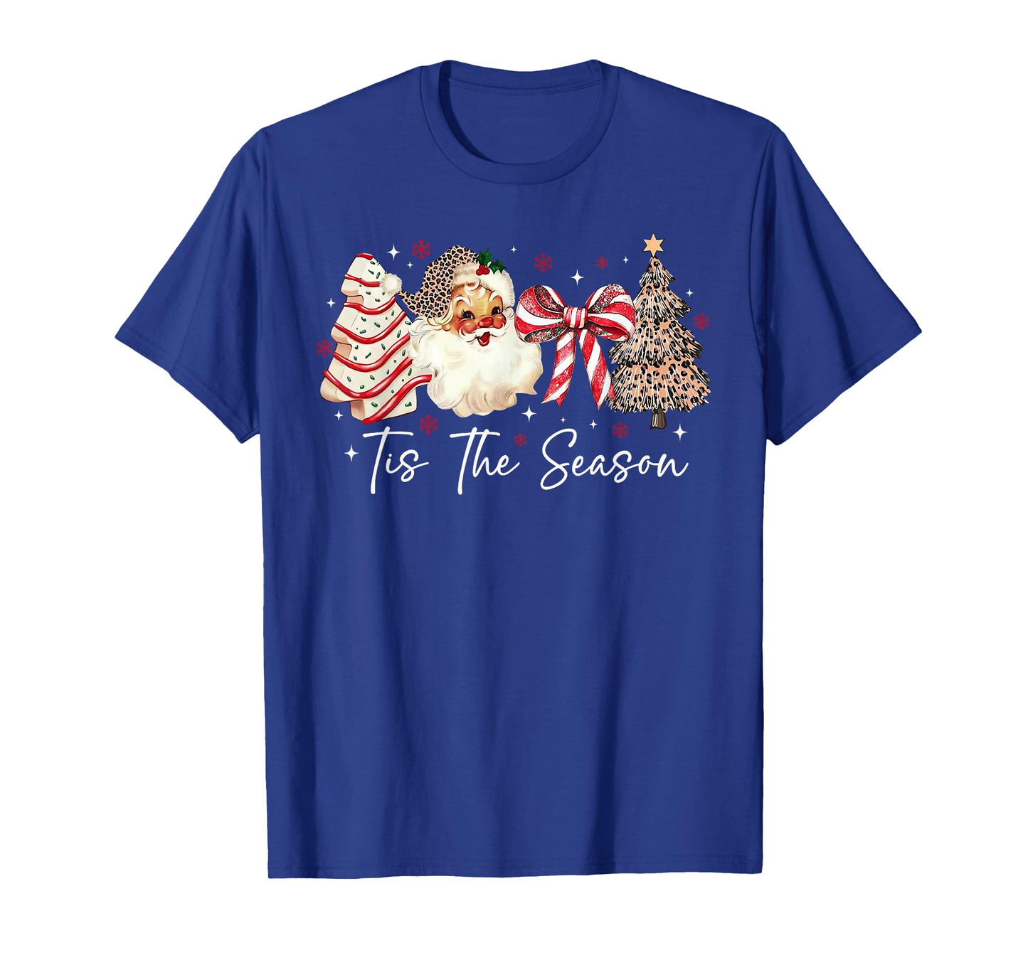 Tis The Season Leopard Santa Christmas Coquette Candy Cance T-Shirt
