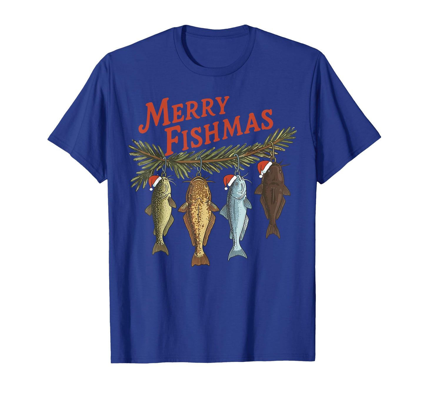 Merry Fishmas Santa Fishing Funny Fisherman Christmas T-Shirt