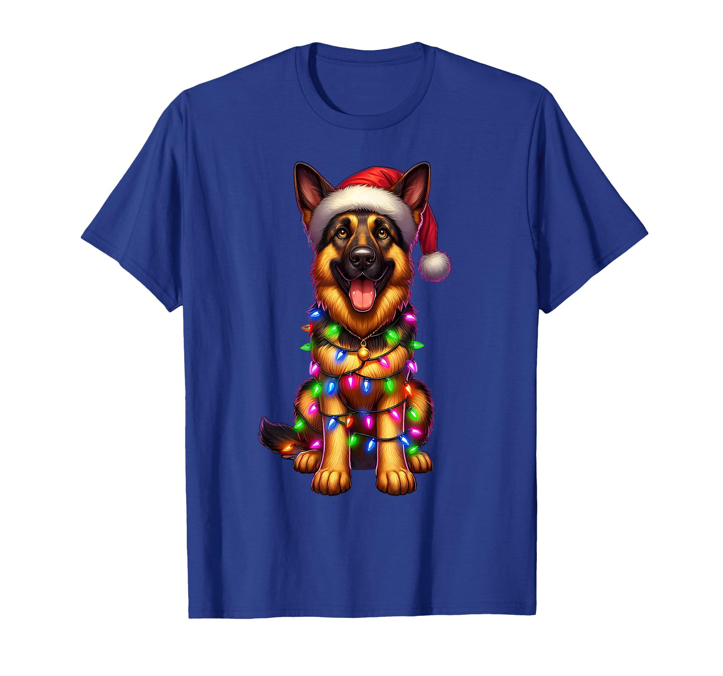 German Shepherd Christmas Tree Lights Xmas Pajama Dog Lover T-Shirt