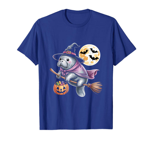 Manatee Witch Hat Pumpkin Halloween Costume Men Women Kids T-Shirt