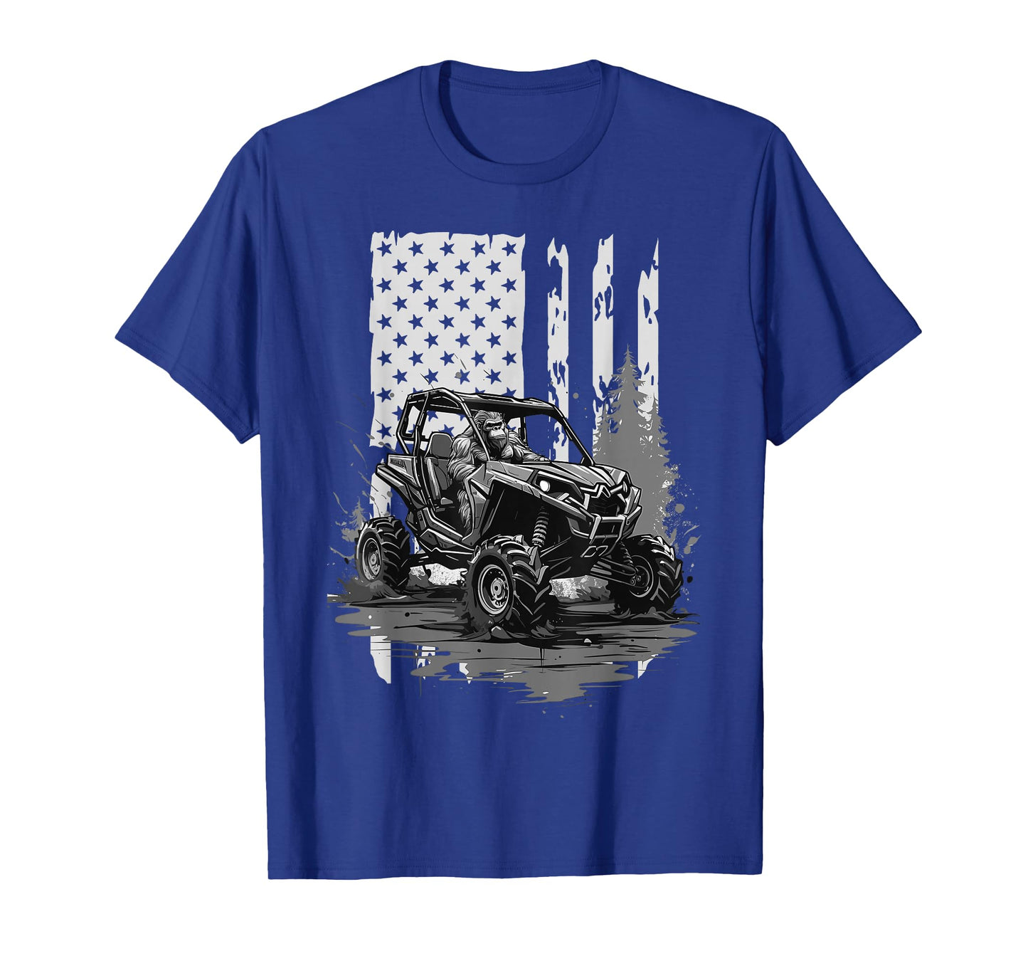 Funny patriotic Bigfoot riding a side by side UTV, Offroad T-Shirt