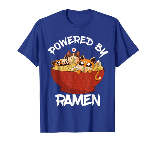Powered By Ramen Bowl Cute Kitten Japanese Noodles T-Shirt