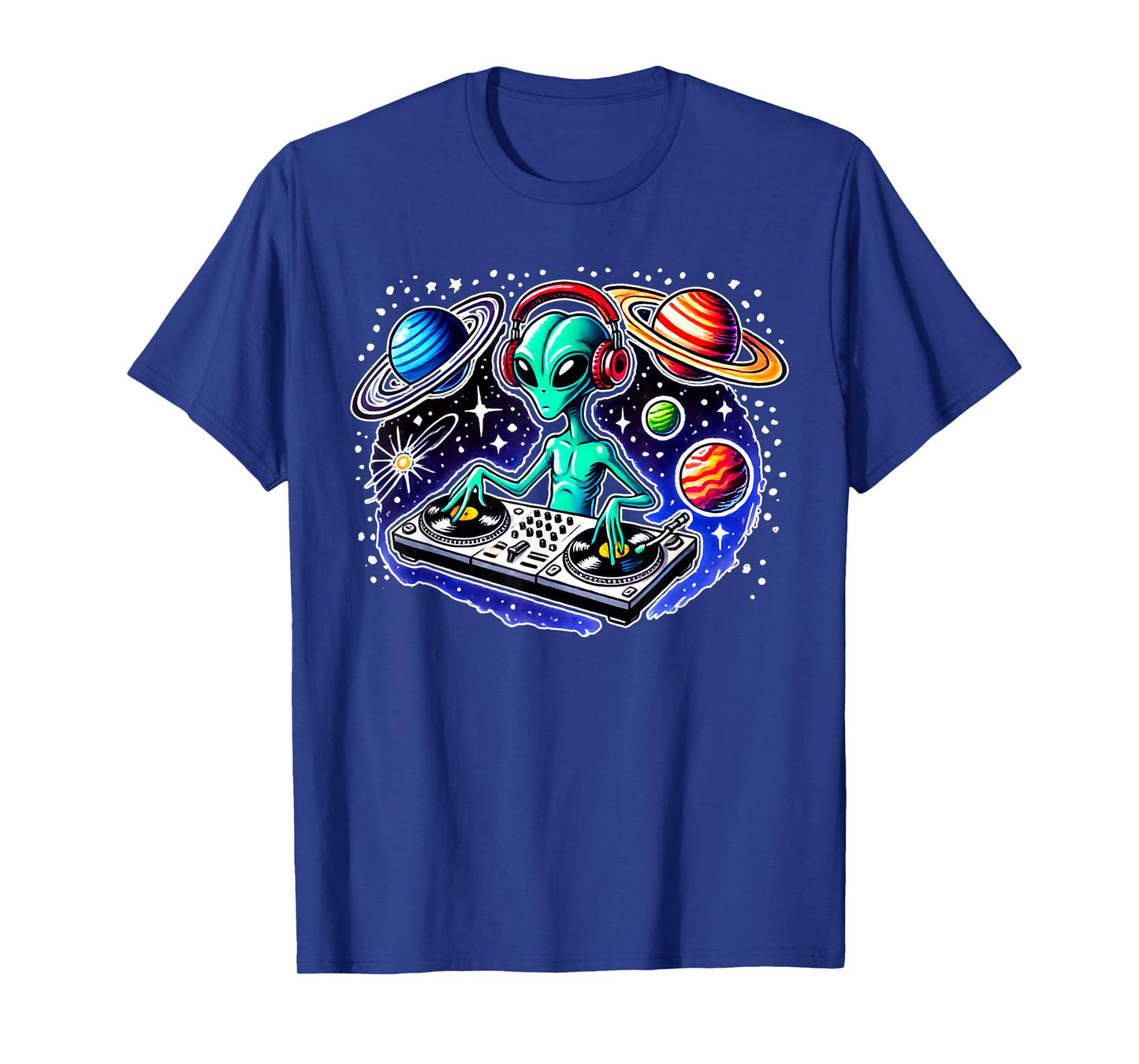 Alien DJ Funny Cosmic Space Rave EDM Music Festival Alien T-Shirt