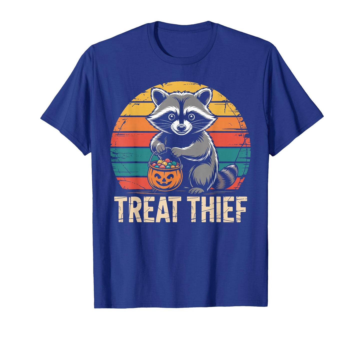 Treat Thief Raccoon with Candy Bucket Cute Halloween T-Shirt