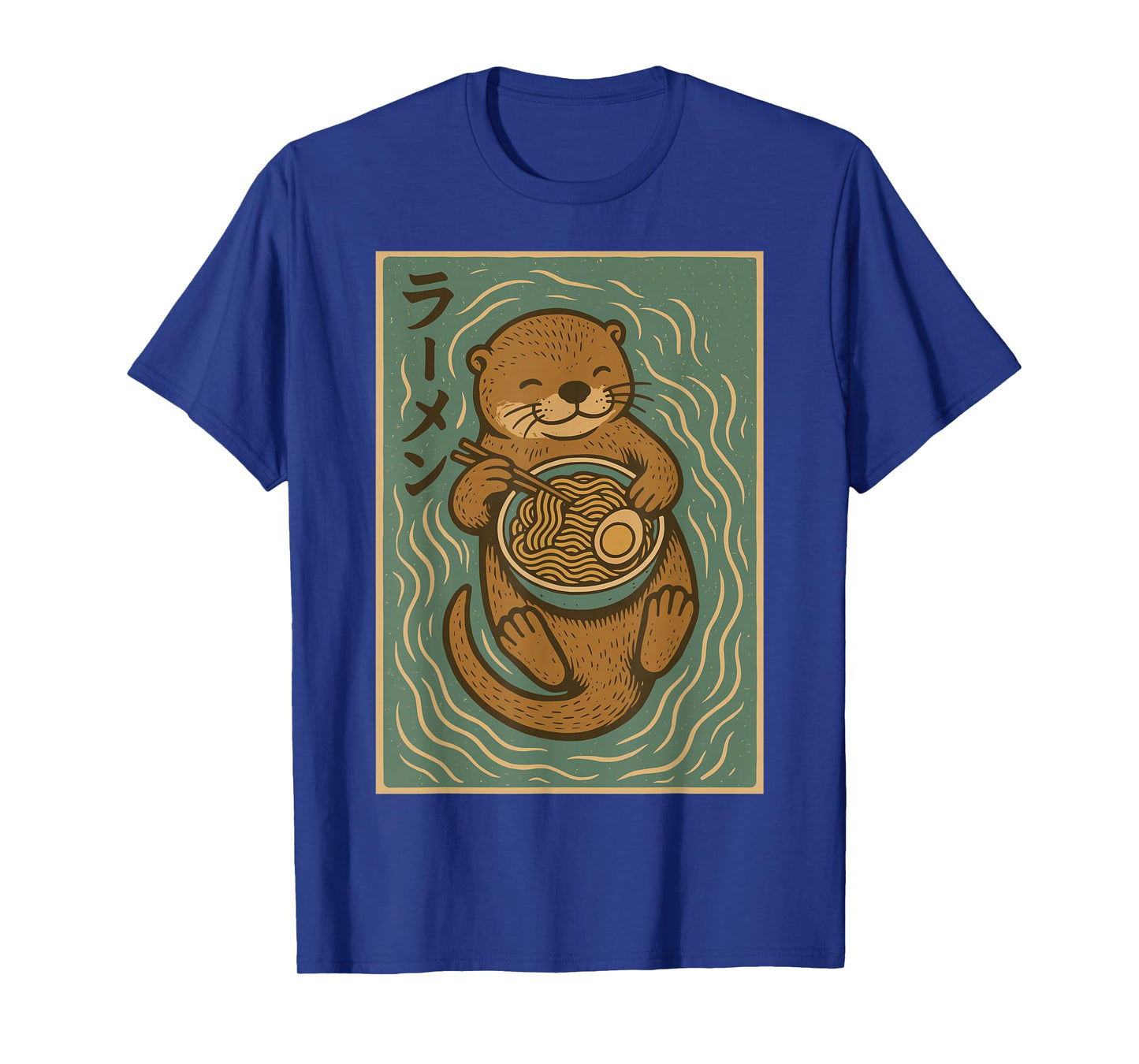 Otter Eating Ramen Noodles Vintage Japanese Cute Sea Otter T-Shirt