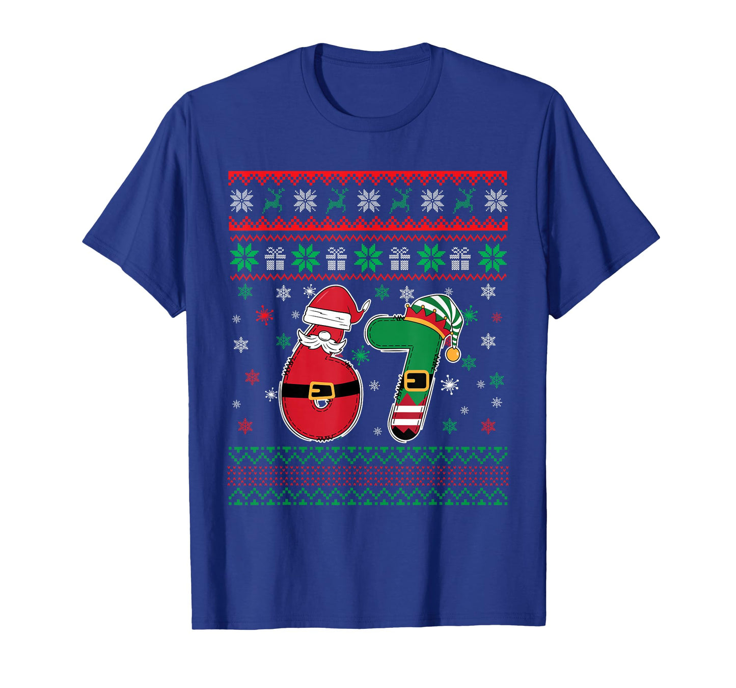 Funny 67 Six Seven Meme Couple Pajamas Matching Christmas T-Shirt