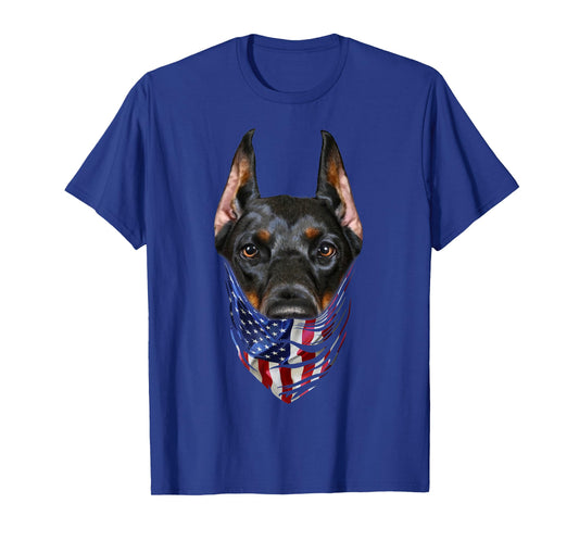Patriotic Doberman in USA America Bandana, Dog T-Shirt