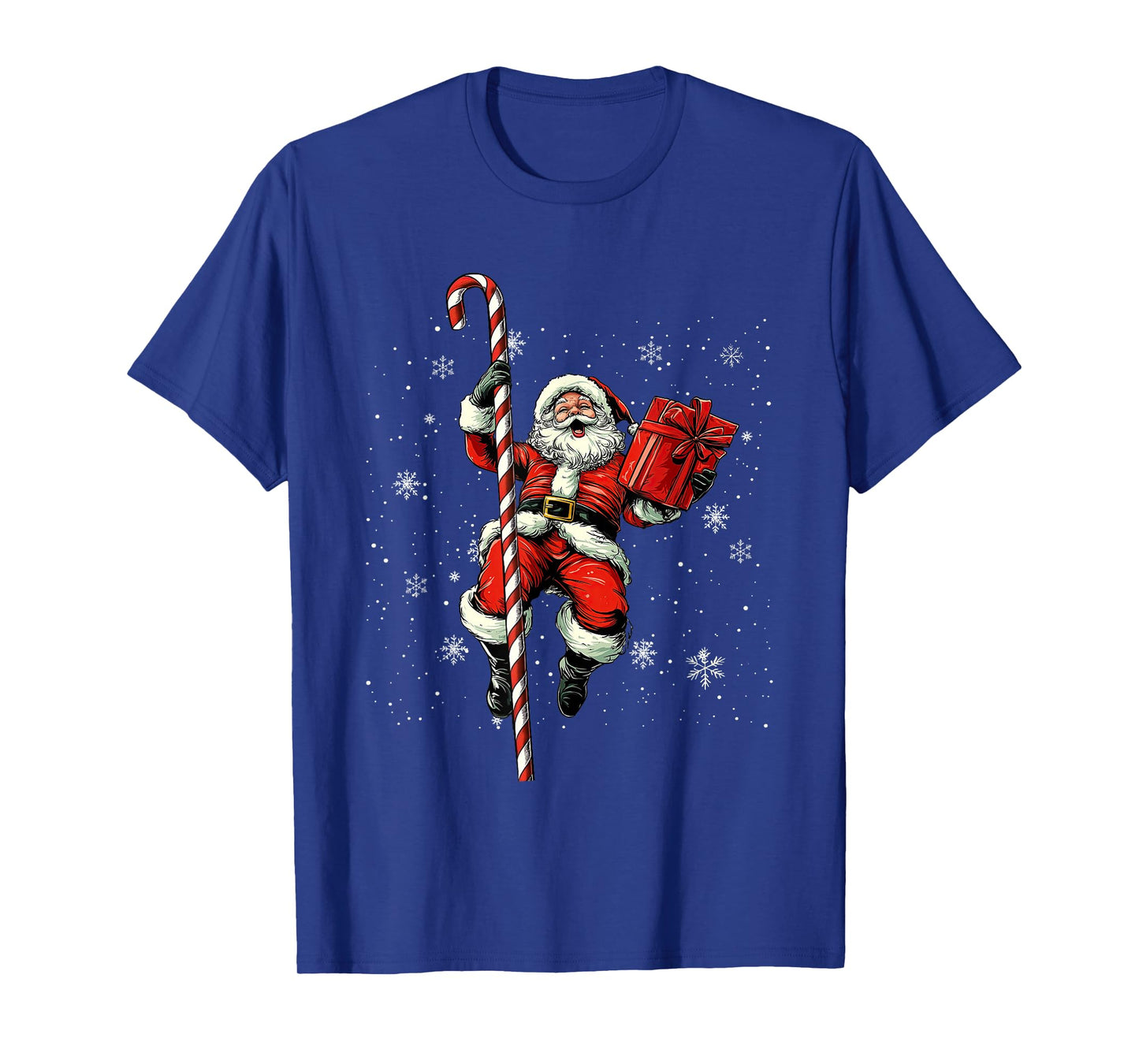 Candy Cane Pole with Funny Stripping Santa Claus T-Shirt
