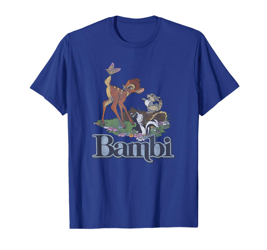 Disney Bambi Vintage Group Floral Poster T-Shirt