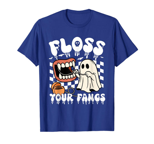 Floss Your Fangs Boo Dental Halloween Funny Spooky Dentist T-Shirt