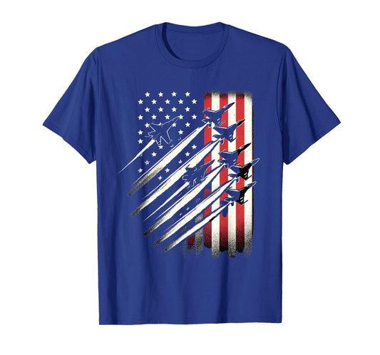 USA Flag Fighter Jets Patriotic America Memorial July 4th T-Shirt
