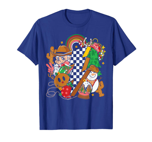 Howdy Santa Christmas Cowboy Western Lightning Bolt T-Shirt