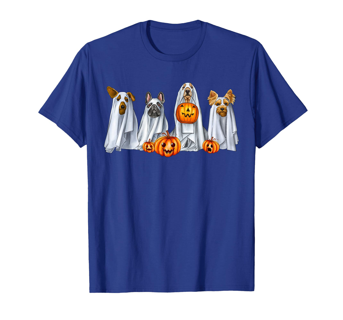 Dog Dressed As Ghost Spooky Season Ghost Dogs Halloween T-Shirt