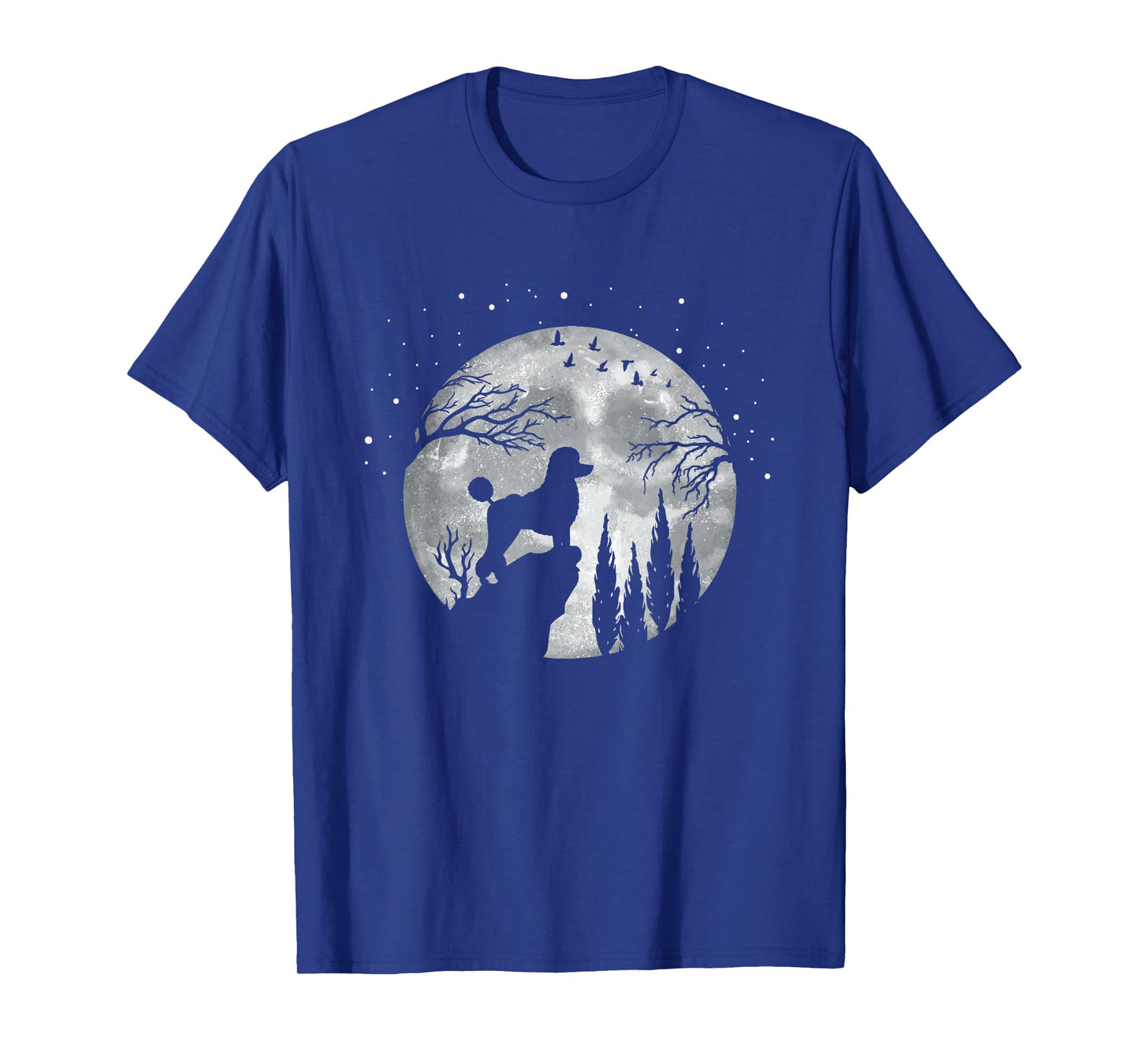 Poodle Pet Dog Fan Full Moon At Night - Poodles Poodle T-Shirt