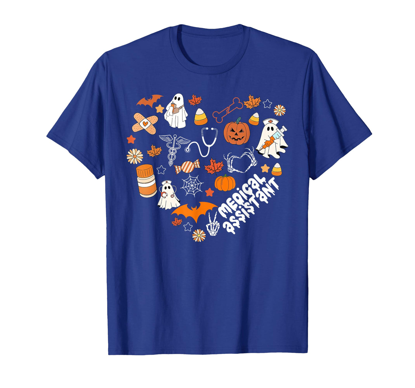 Heart Halloween Medical Assistant CMA Nursing Spooky Ghost T-Shirt