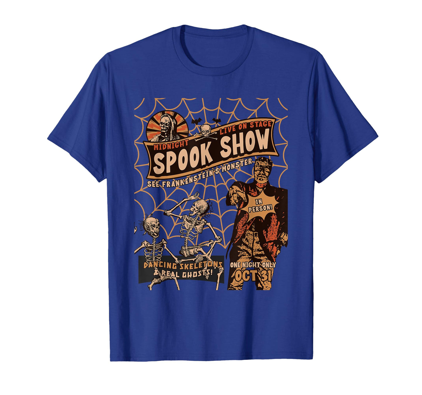 Retro Halloween Skeleton Horror Monster Midnight Spook Night T-Shirt