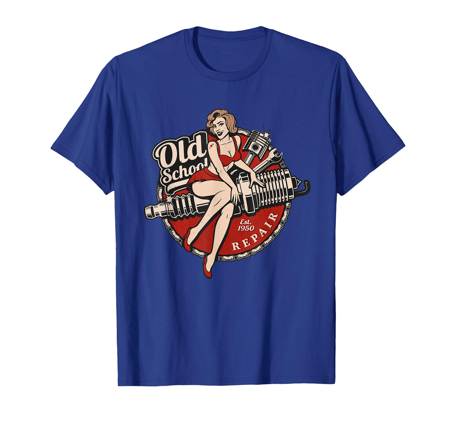 Spark Plug Pinup Mechanic T-Shirt