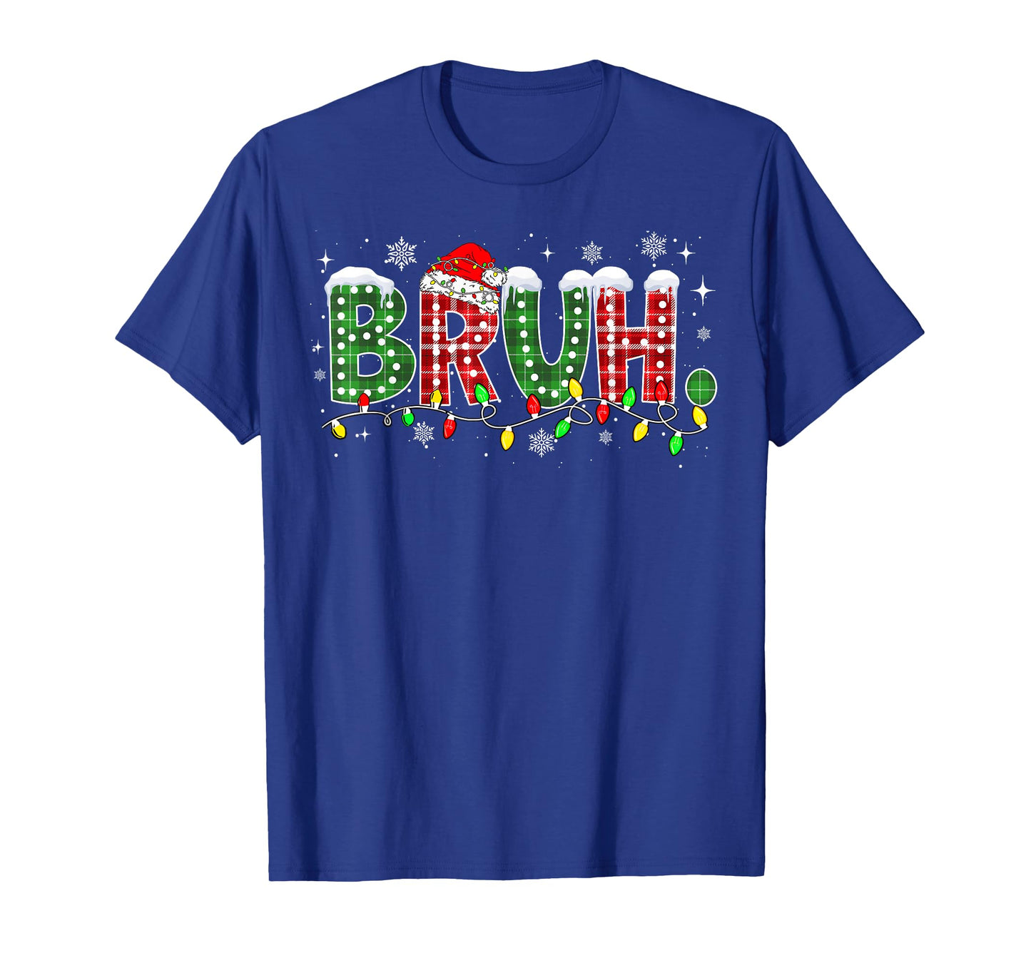 Funny Bruh Christmas Pajamas Plaid Teens Boys Kids Xmas T-Shirt