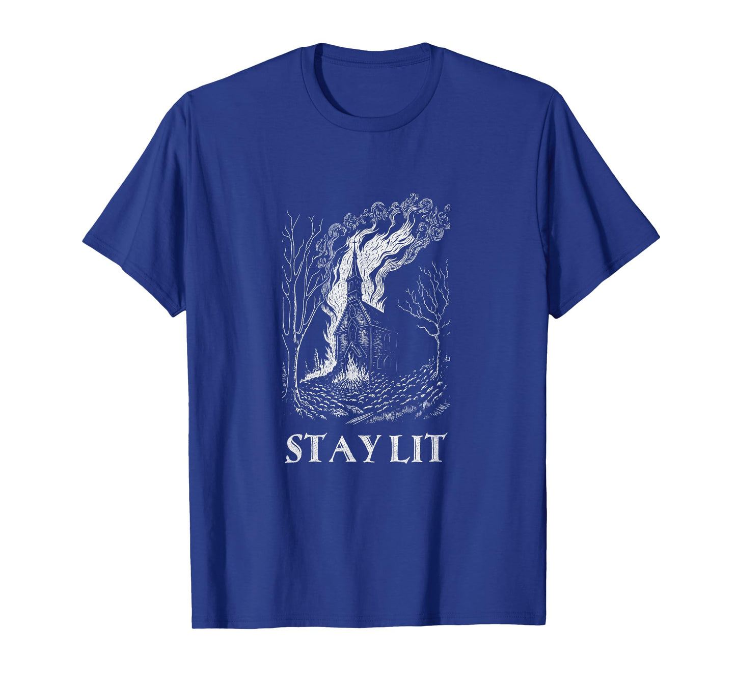 Occult Atheist Burn Church Stay Lit Satan Devil Grunge T-Shirt