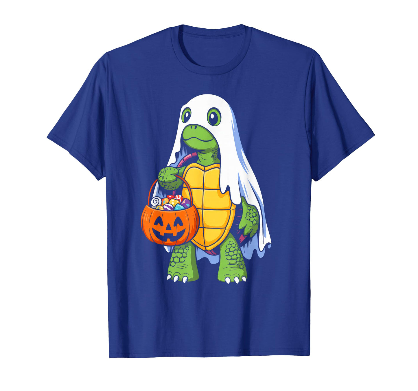 Cute Sea Turtle in Ghost Pumpkin Candy Halloween Costume T-Shirt