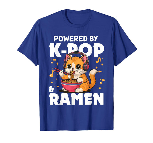 Kawaii Powered by K-Pop and Ramen Cute Kpop Cat Music T-Shirt