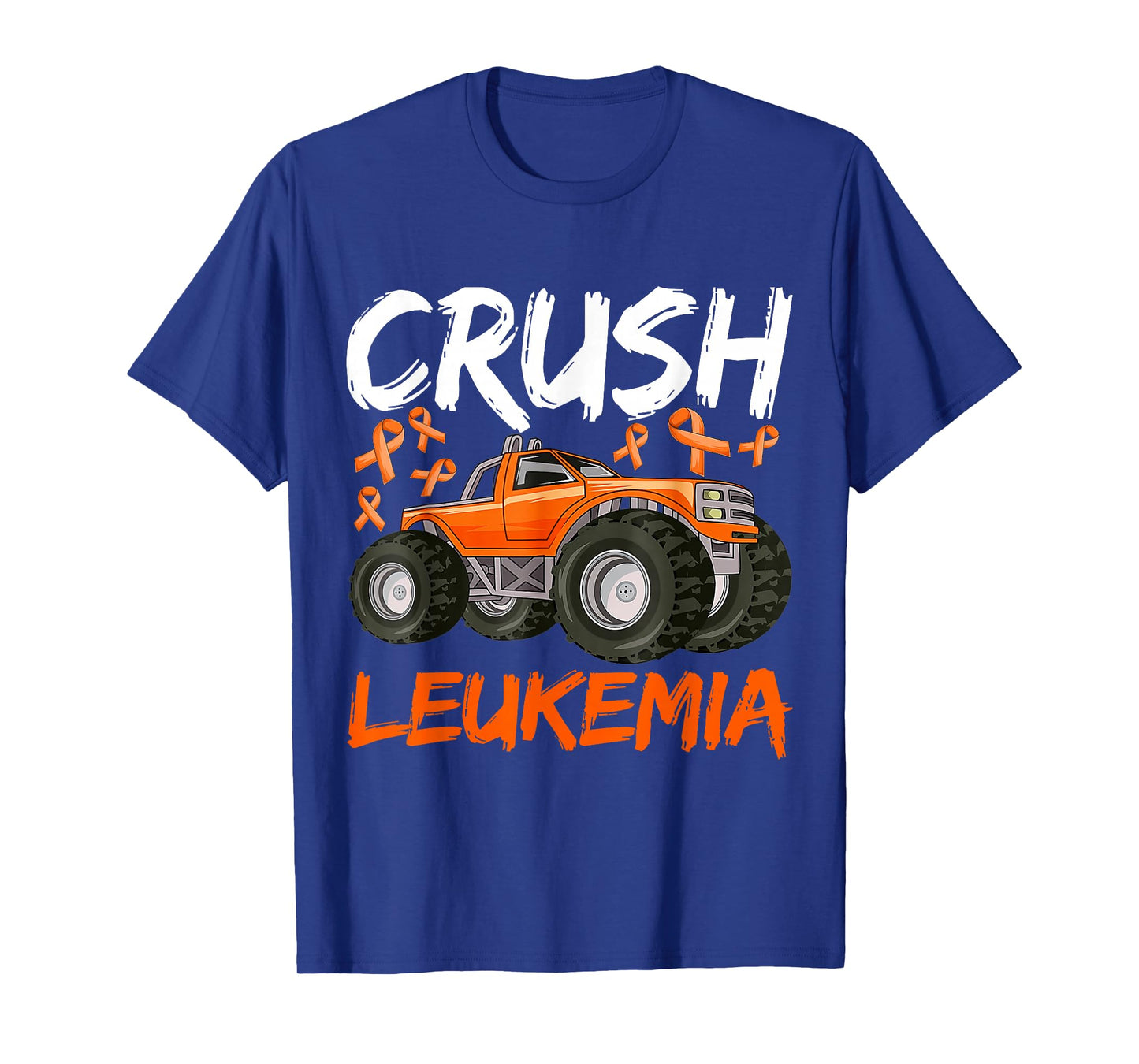 Monster Truck Orange Leukemia Awareness For Boy Kids Toddler T-Shirt