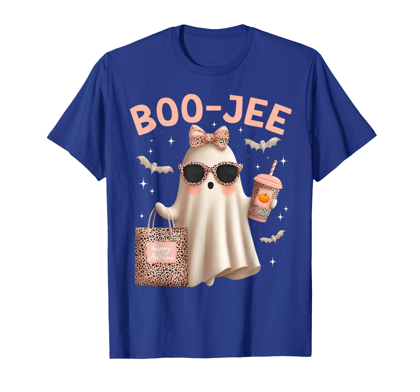 Coquette Leopard Ghost Coffee Boo-JEE Boujee Ghost Halloween T-Shirt