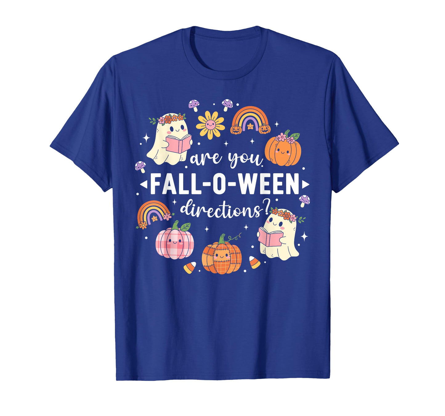 Retro are You Fall O Ween Directions Teacher Halloween Ghost T-Shirt