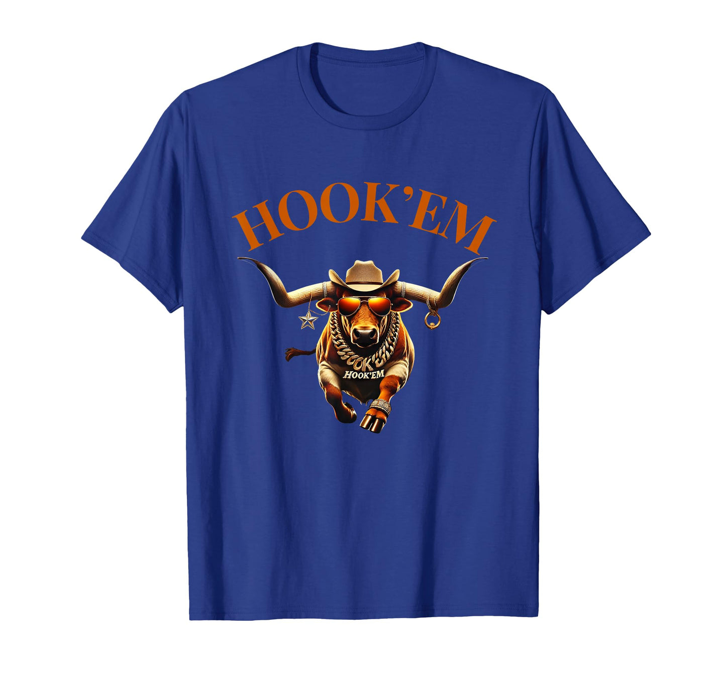 Hook'em Bull with Cowboy hat and Glasses T-Shirt
