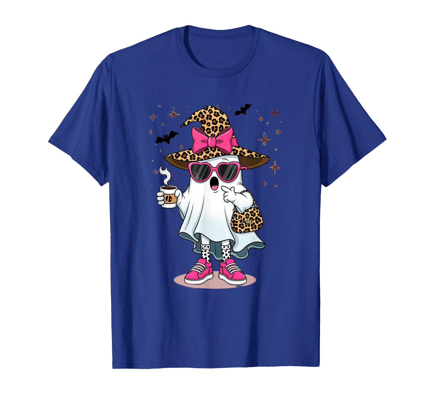 Cute Boo Leopard Ghost Halloween Costumes Shirt Women Girl T-Shirt