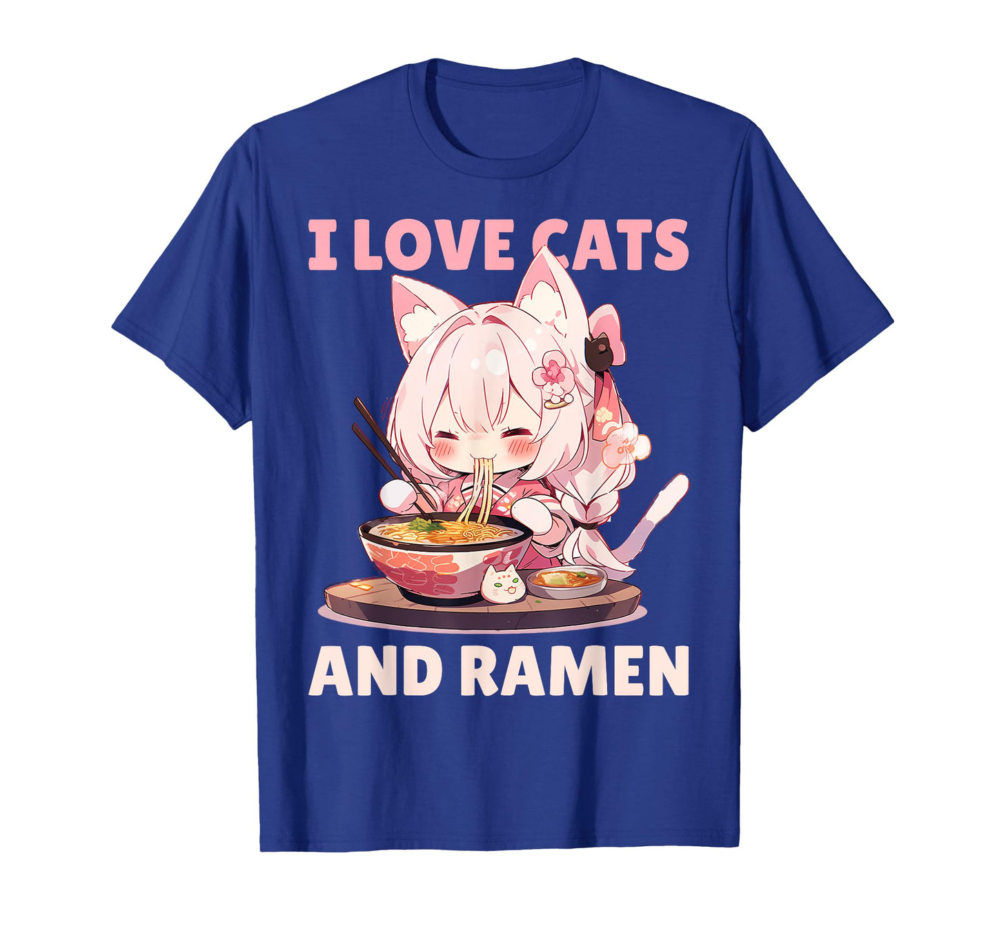 Kawaii Chibi Nekomimi Anime Cat Girl Ramen Otaku T-Shirt