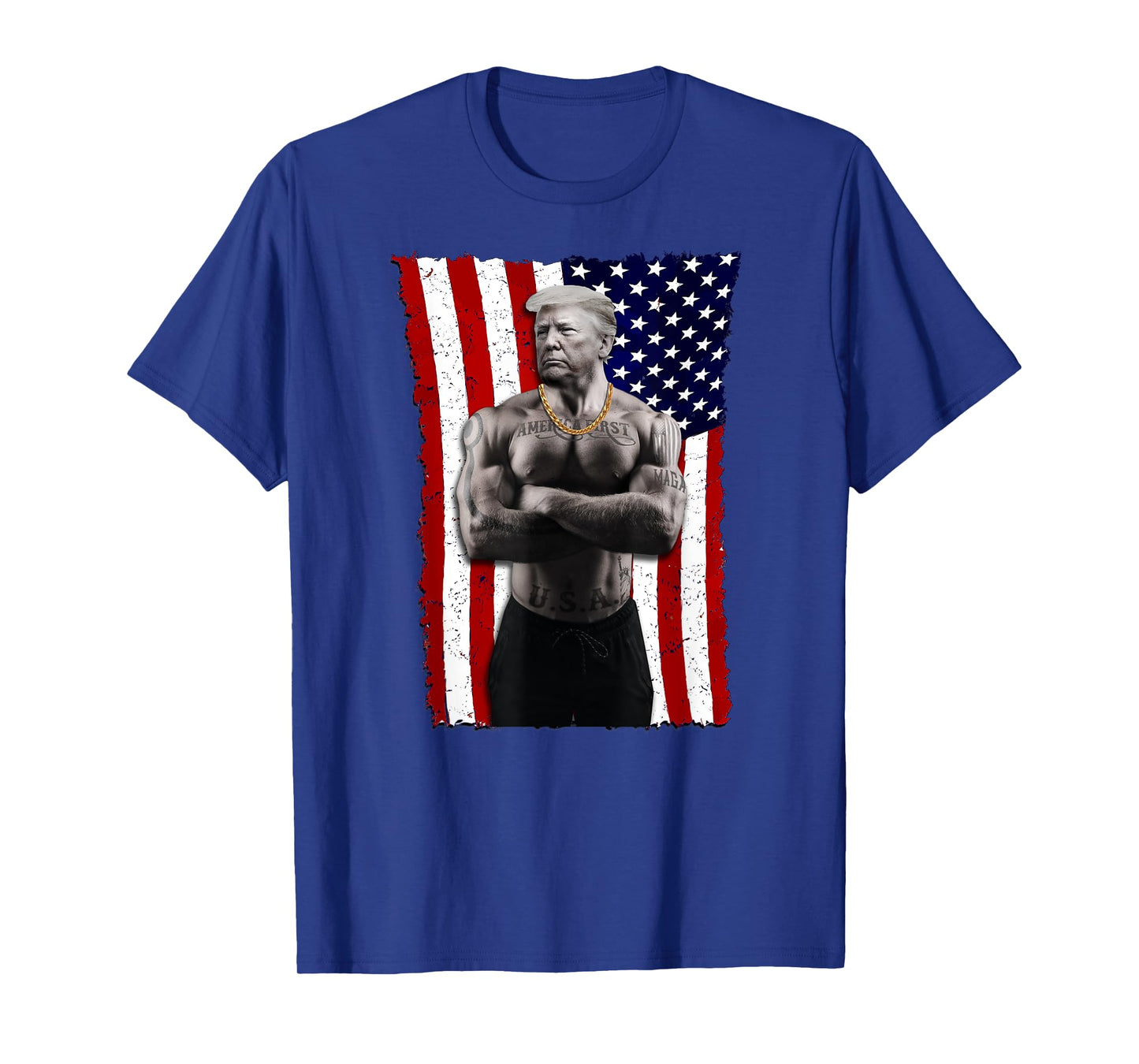 Gangster Pro Donald Trump Tattoo Republican American Flag v4 T-Shirt