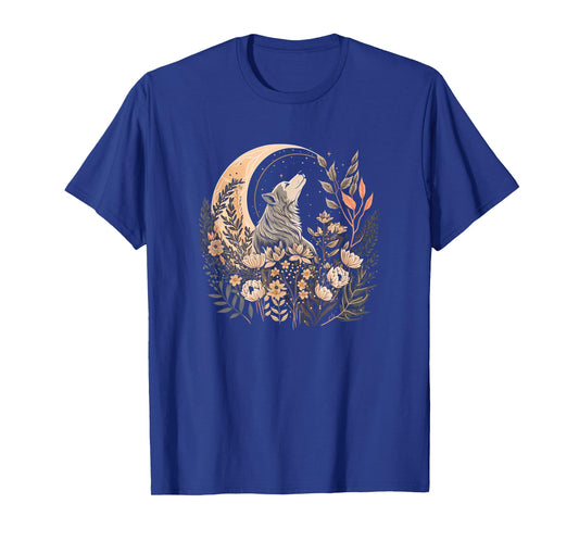 Cute Cottagecore Wolf Aesthetic Girls Women Graphic Moon T-Shirt