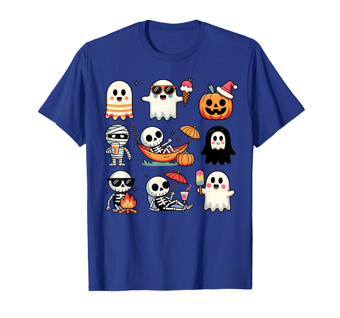 Ghost Pumpkin Halloween Spooky Season Costume Men Women Kids T-Shirt