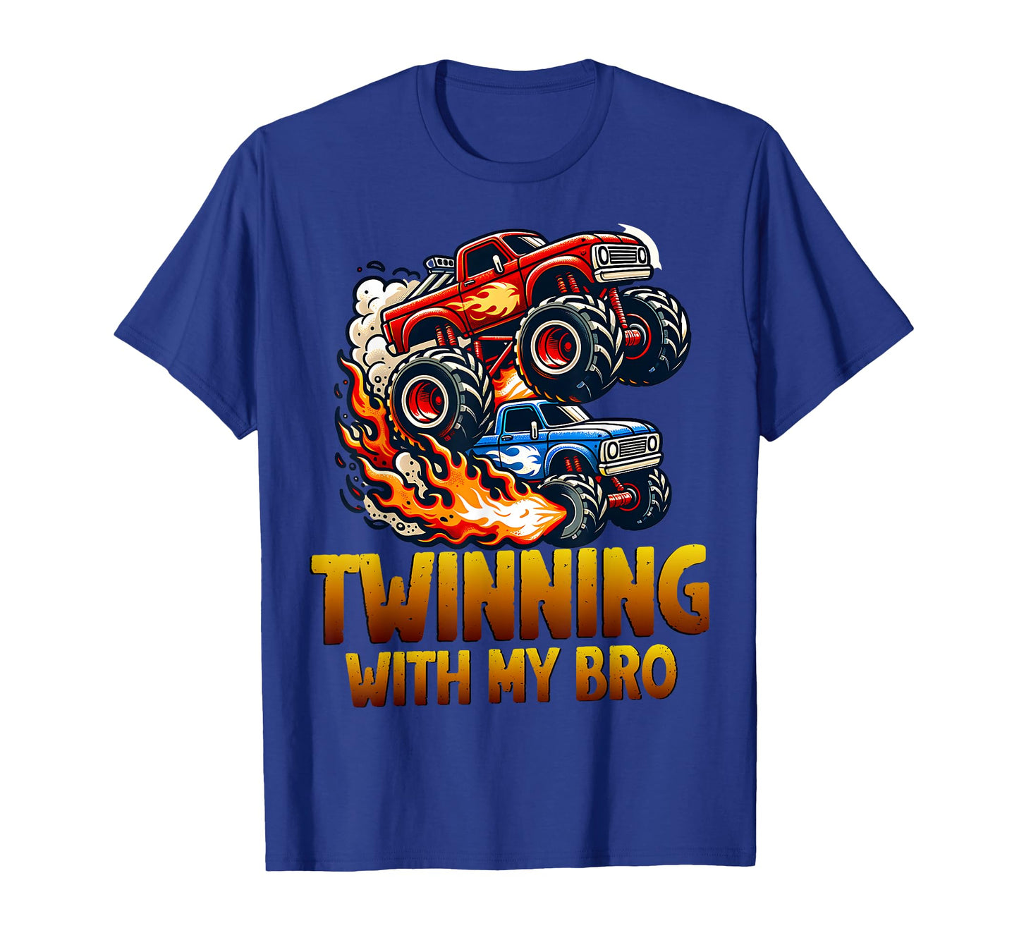 Twinning With My Bro Monster Trucks Twin Boys Matching Kids T-Shirt