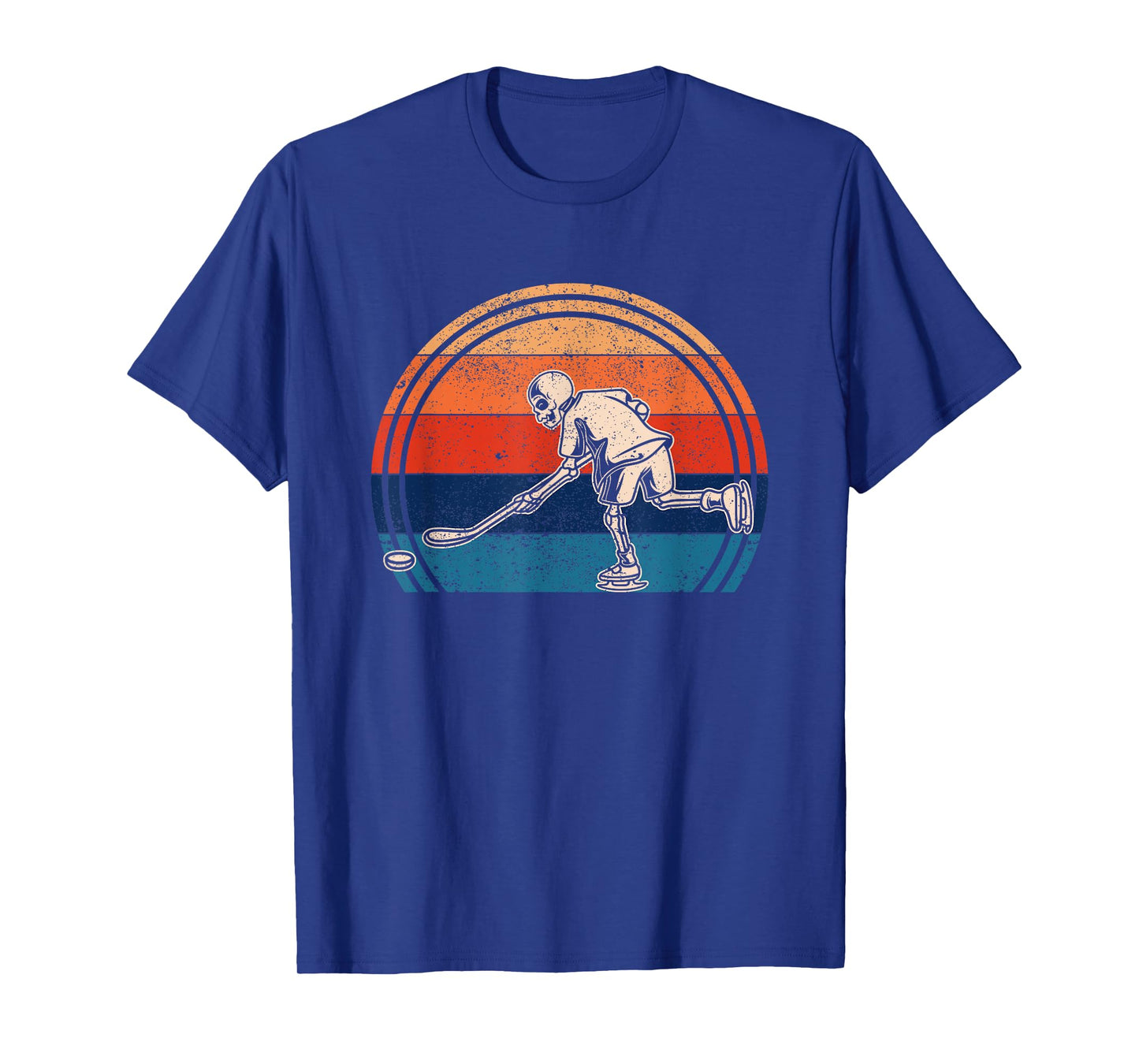 Pumpkin Skeleton Ice Hockey Halloween Winter Sports Player T-Shirt