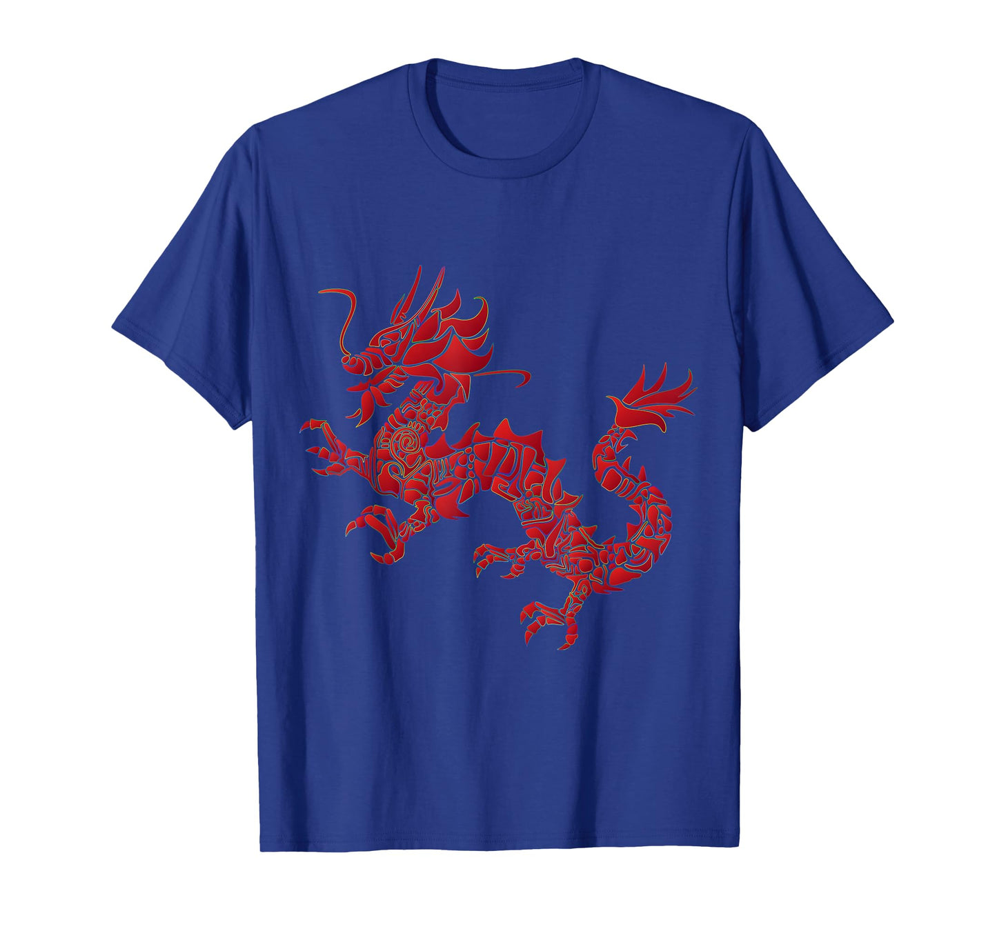Red Chinese Firedrake T-Shirt Dragon Print Art Wear T-Shirt