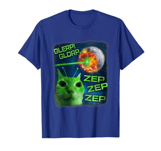 Vintage Glerp Glorp Alien Cat Meme Funny Brainrot Cat Lover T-Shirt