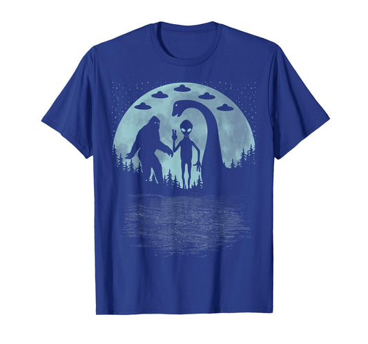 Bigfoot Loch Ness Monster Sasquatch Ufo Nessie And Aliens T-Shirt