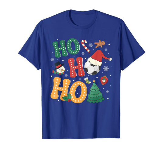 Ho Ho Ho Soccer Sport Balls Christmas Tree Lights Apparel T-Shirt