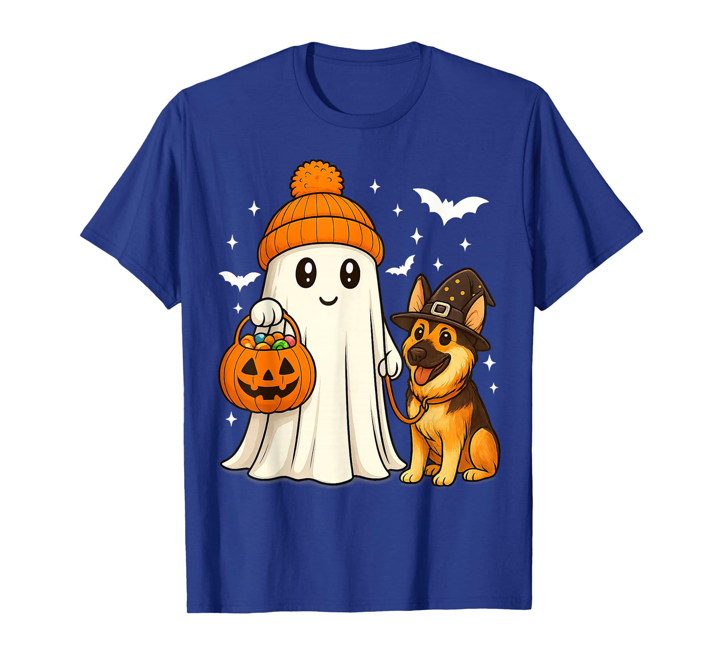 Ghost German Shepherd Dog Walking Halloween Spooky Costume T-Shirt