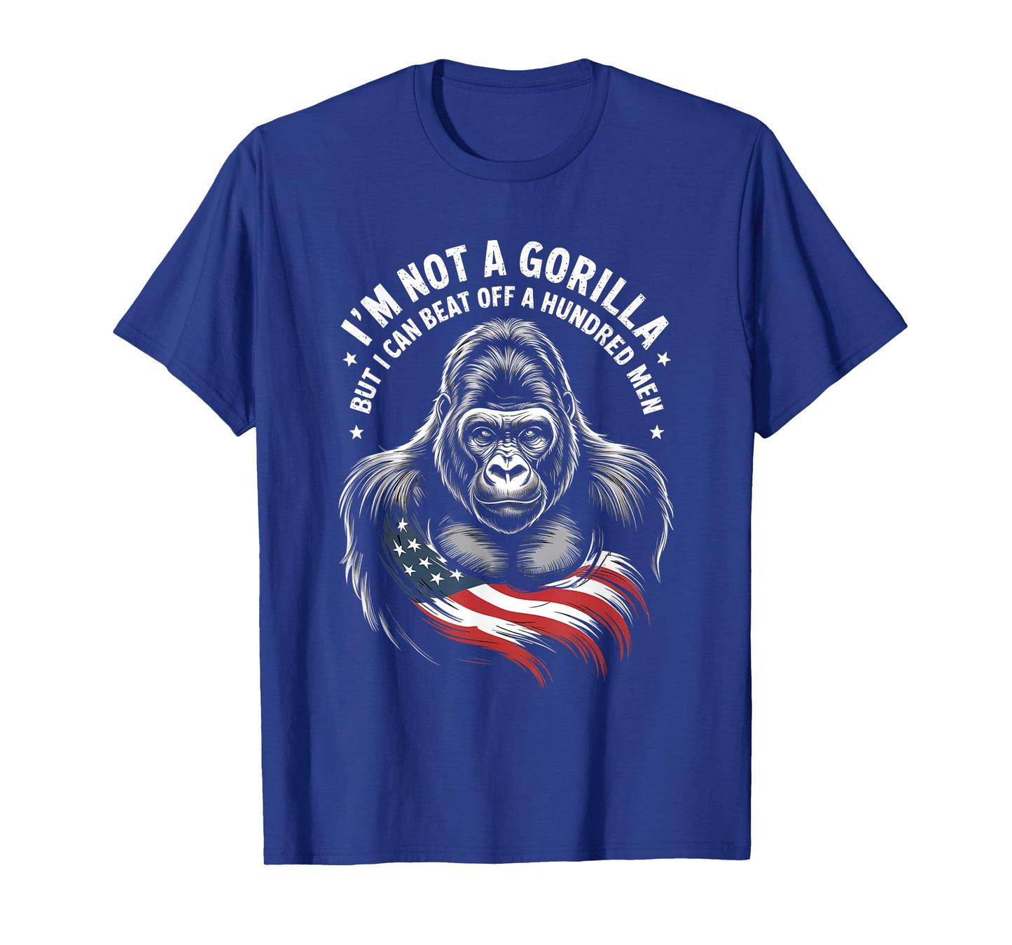 Gorilla Beat Off Hundred Men Funny America T-Shirt