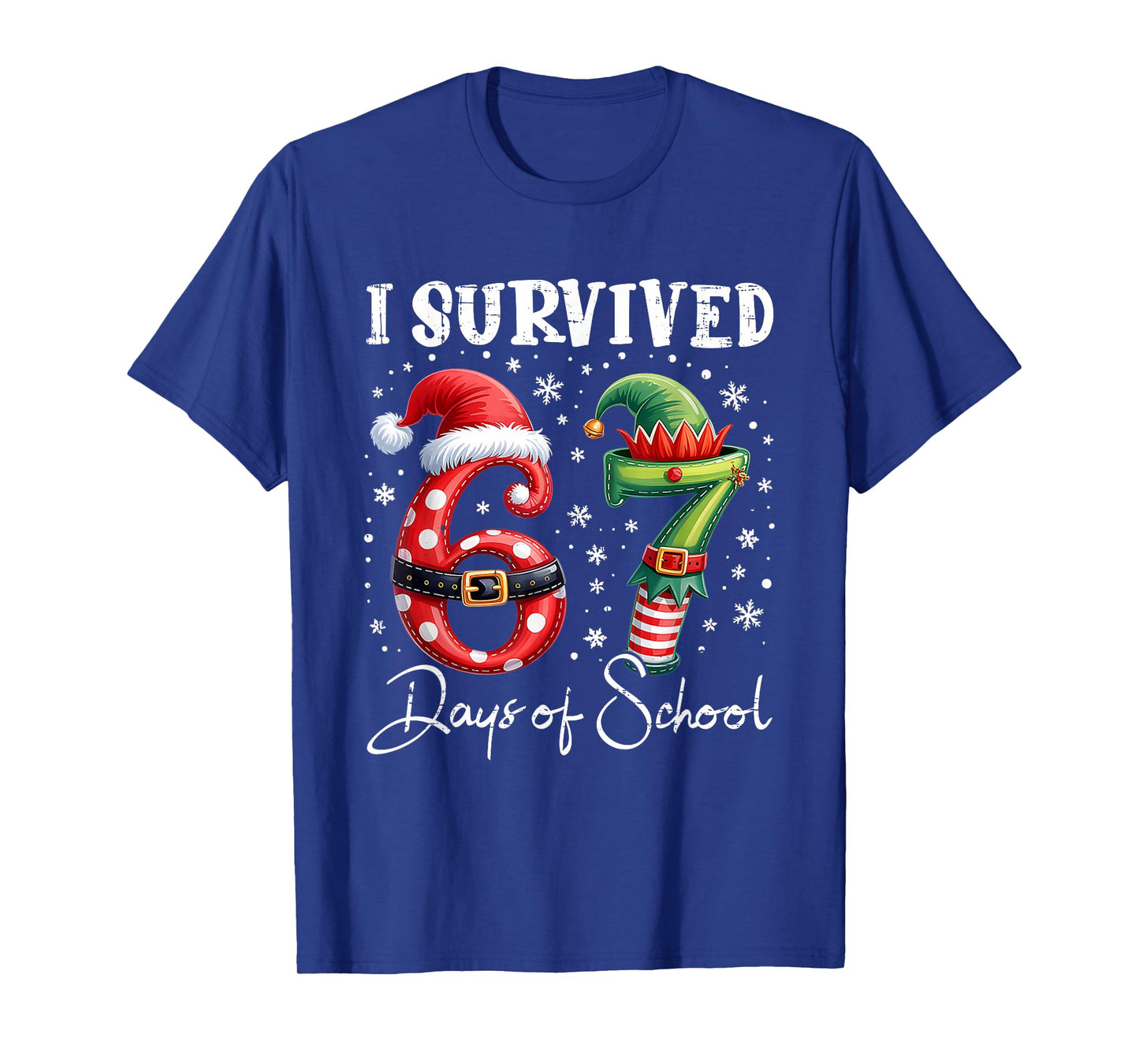 I Survived 67 Days of School Christmas Candy Cane Six Seven T-Shirt