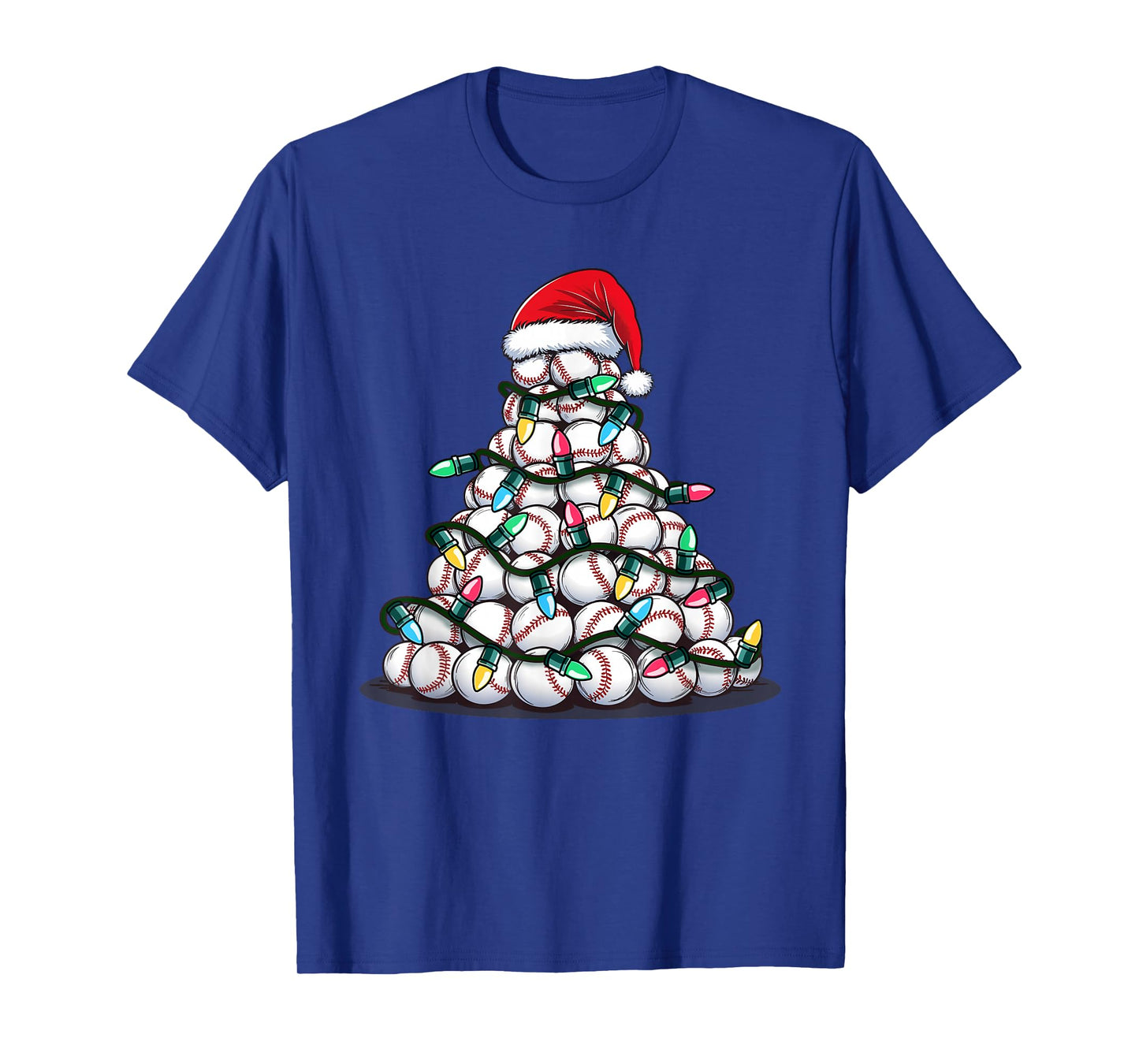 Baseball Christmas Tree Men Boys Youth Santa Sports T-Shirt